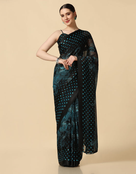 Black Chiffon Saree | Leemboodi