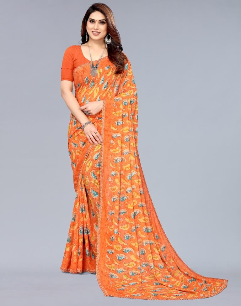 Light Orange Georgette Saree | Sudathi