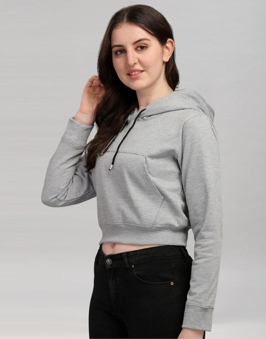 Light Grey Coloured Cotton Fleece Blend Plain Hoodie | Leemboodi