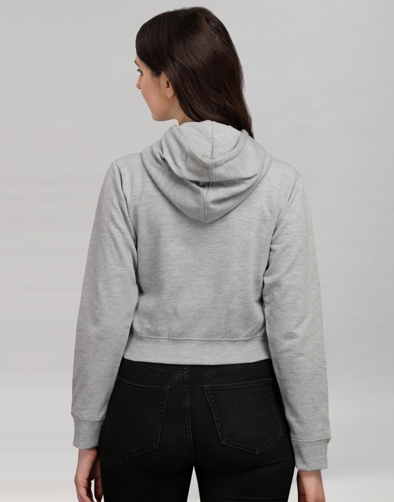 Light Grey Coloured Cotton Fleece Blend Plain Hoodie | Leemboodi