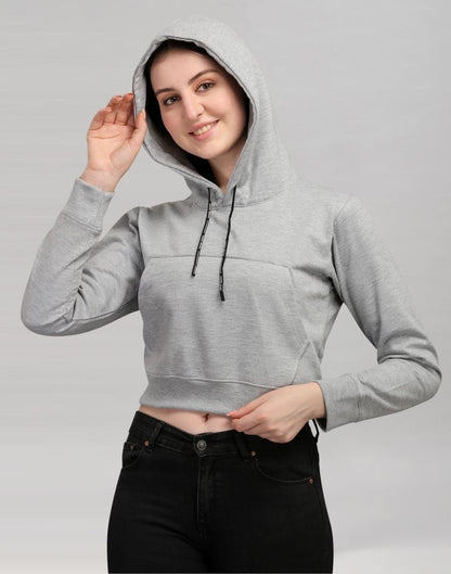 Light Grey Coloured Cotton Fleece Blend Plain Hoodie | Leemboodi