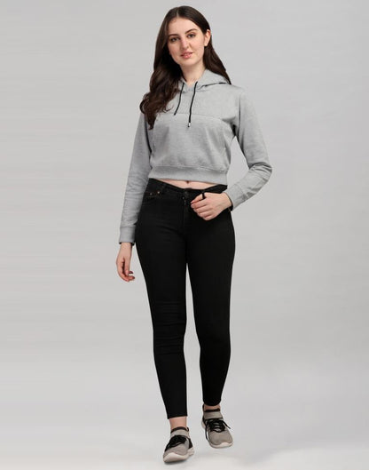 Light Grey Coloured Cotton Fleece Blend Plain Hoodie | Leemboodi