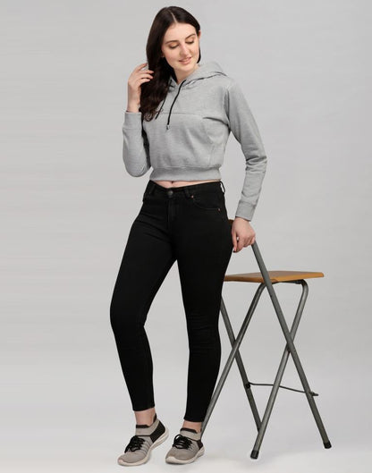 Light Grey Coloured Cotton Fleece Blend Plain Hoodie | Leemboodi