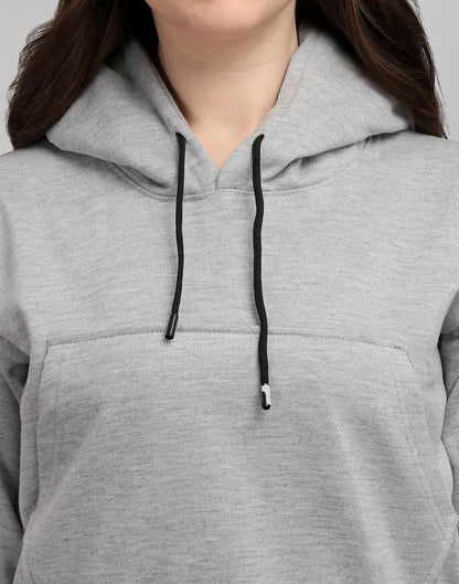 Light Grey Coloured Cotton Fleece Blend Plain Hoodie | Leemboodi