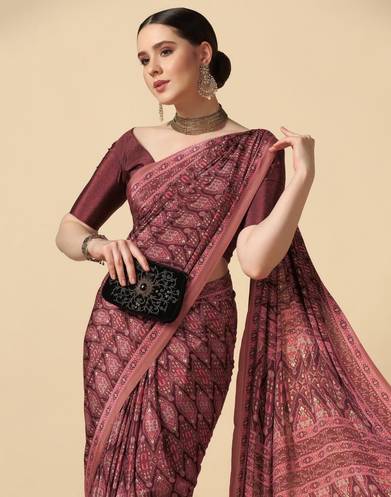 Rose Wood Silk Saree | Sudathi