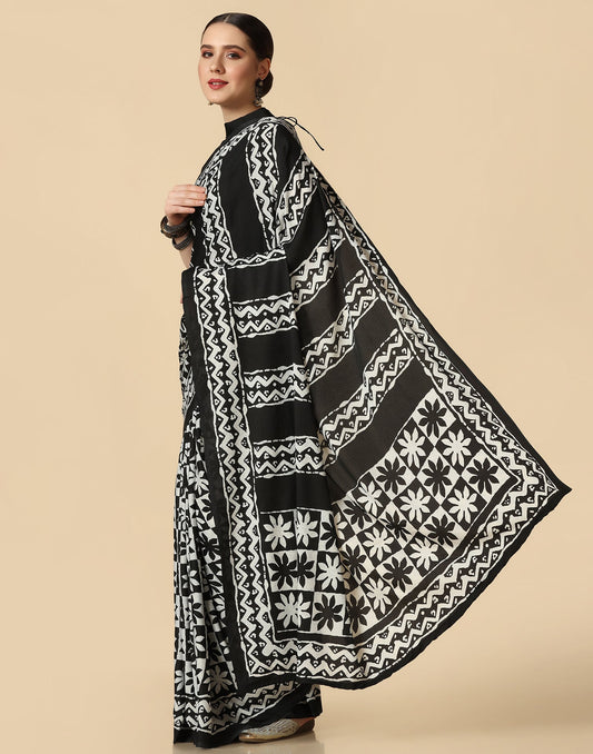 Black Silk Printed Saree