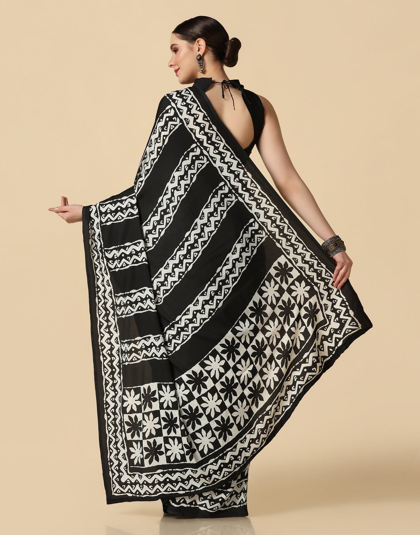 Black Silk Printed Saree