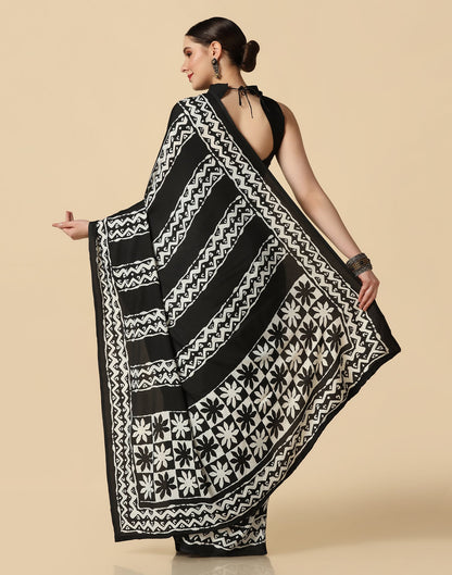 Black Silk Printed Saree