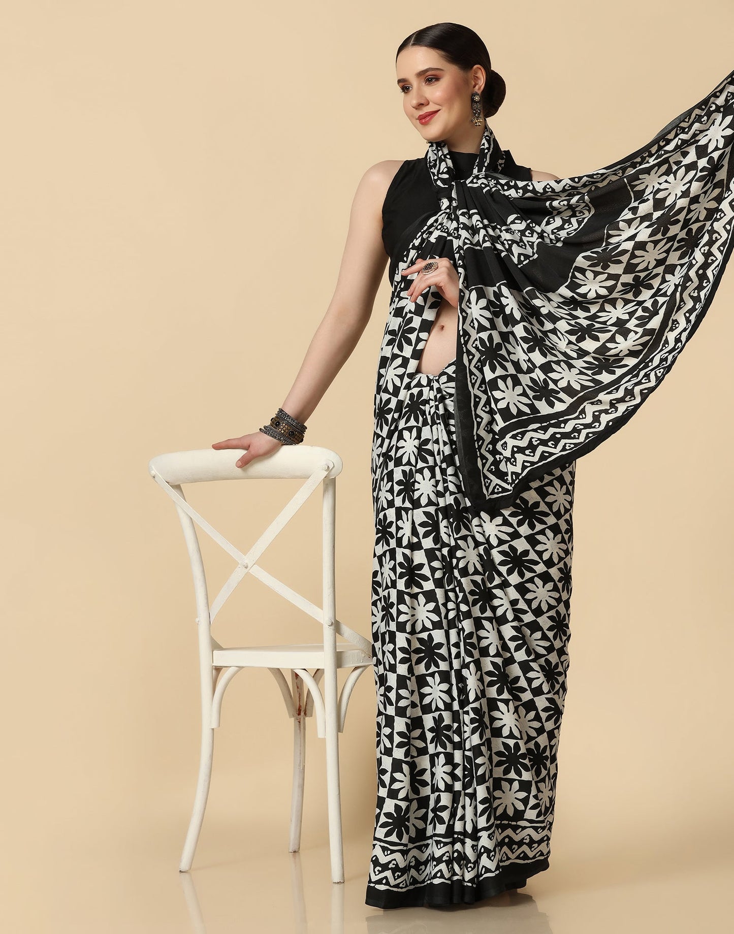 Black Silk Printed Saree