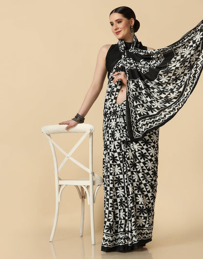 Black Silk Printed Saree