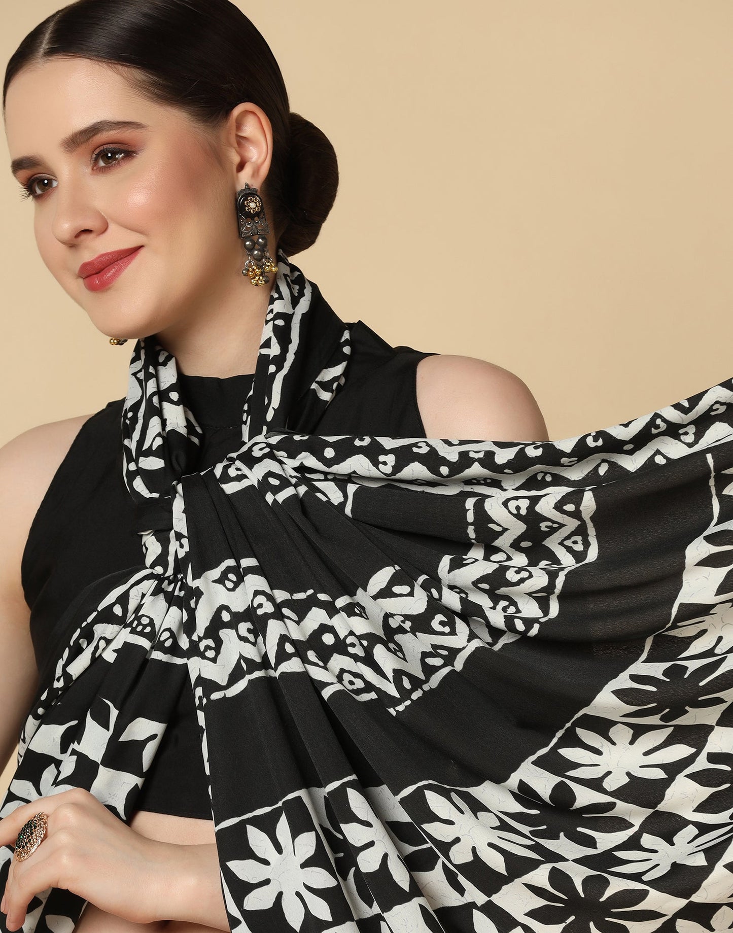 Black Silk Printed Saree