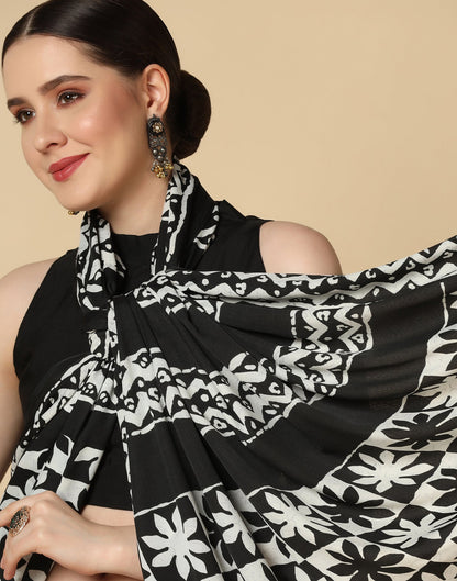 Black Silk Printed Saree