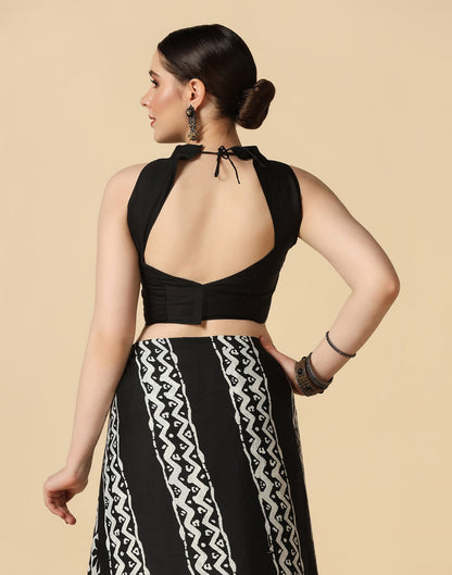 Black Silk Printed Saree