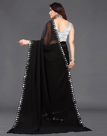 Black Georgette Mirror Work Saree | Sudathi