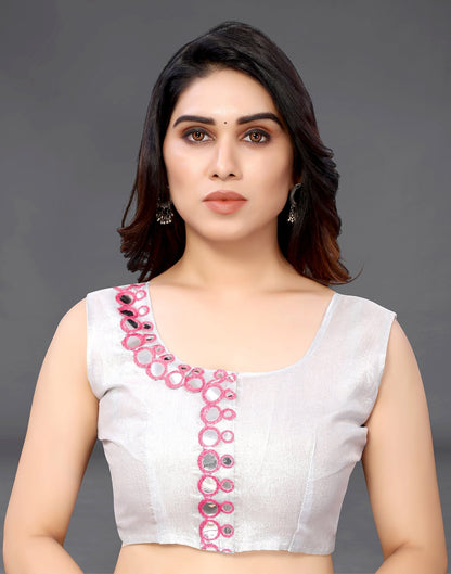 Light Pink Georgette Mirror Work Saree | Sudathi