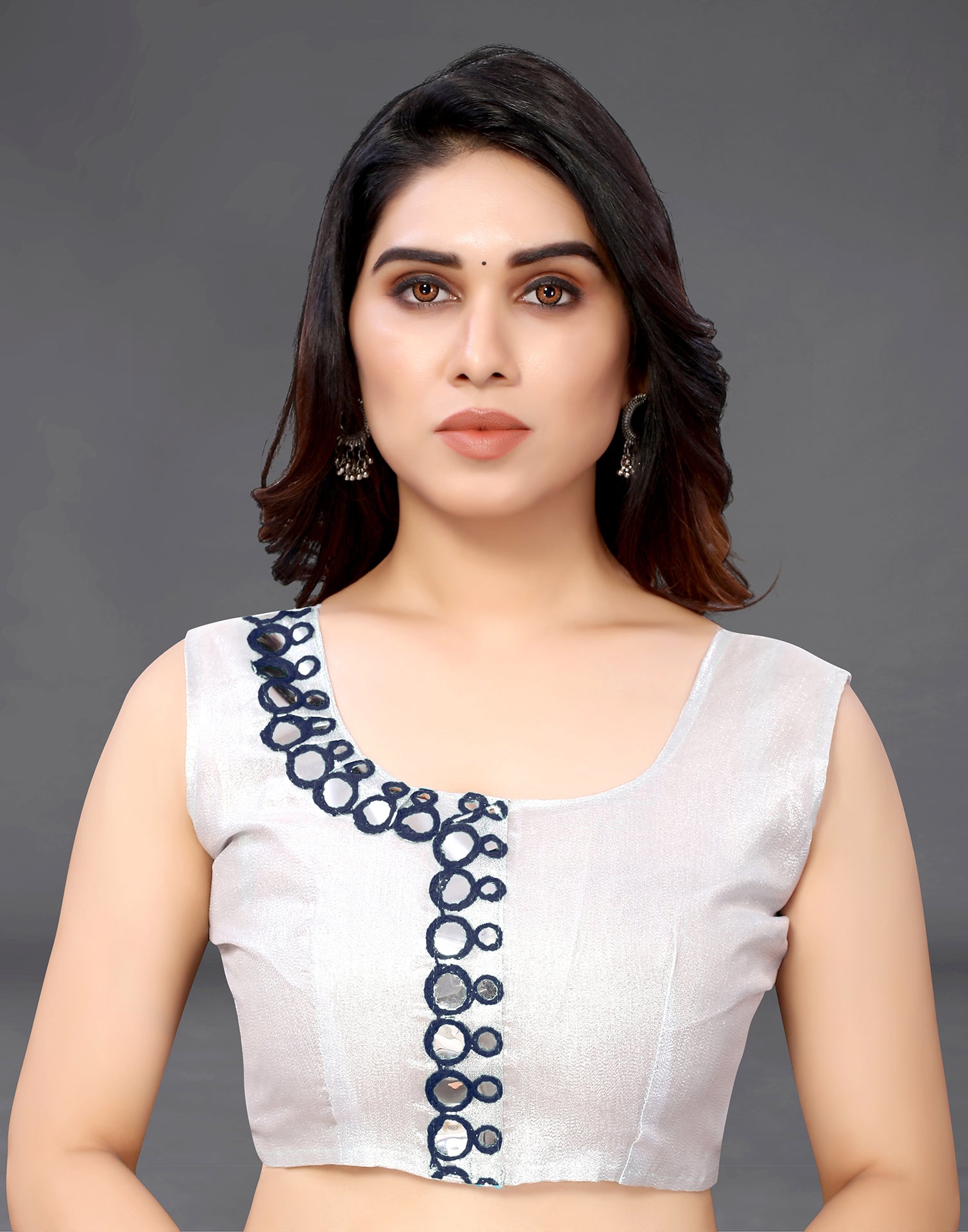 Royal Blue Georgette Mirror Work Saree | Sudathi