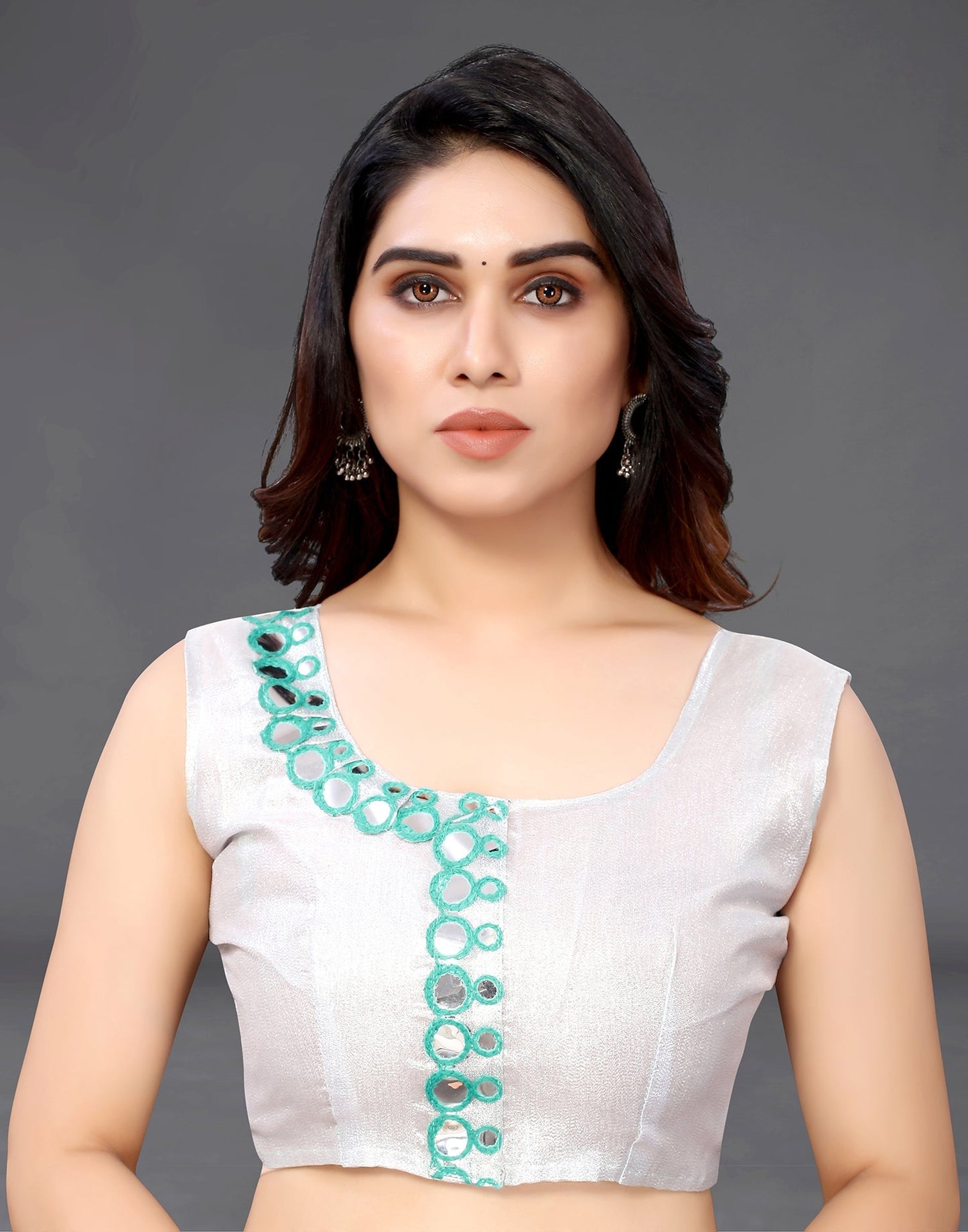 Light Green Georgette Mirror Work Saree | Sudathi