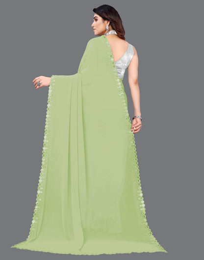 Pista Green Georgette Mirror Work Saree | Sudathi