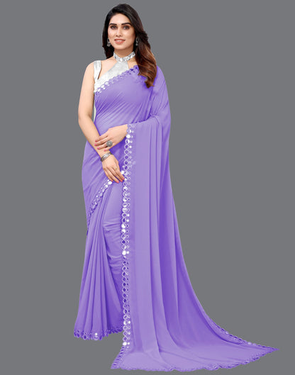 Lavender Georgette Mirror Work Saree | Sudathi