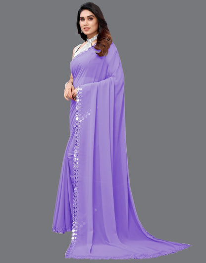 Lavender Georgette Mirror Work Saree | Sudathi