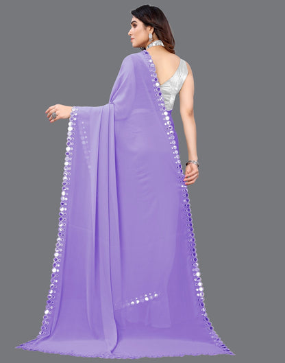 Lavender Georgette Mirror Work Saree | Sudathi