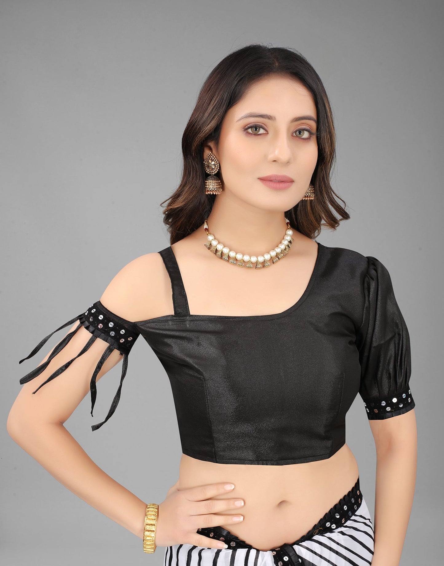 White Georgette Printed Saree