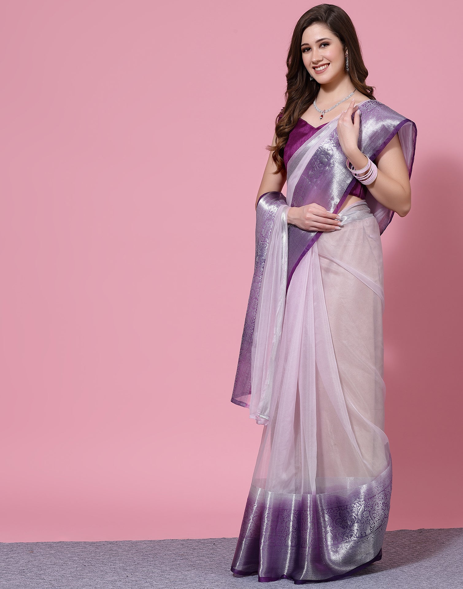 Light Purple Organza Saree | Sudathi