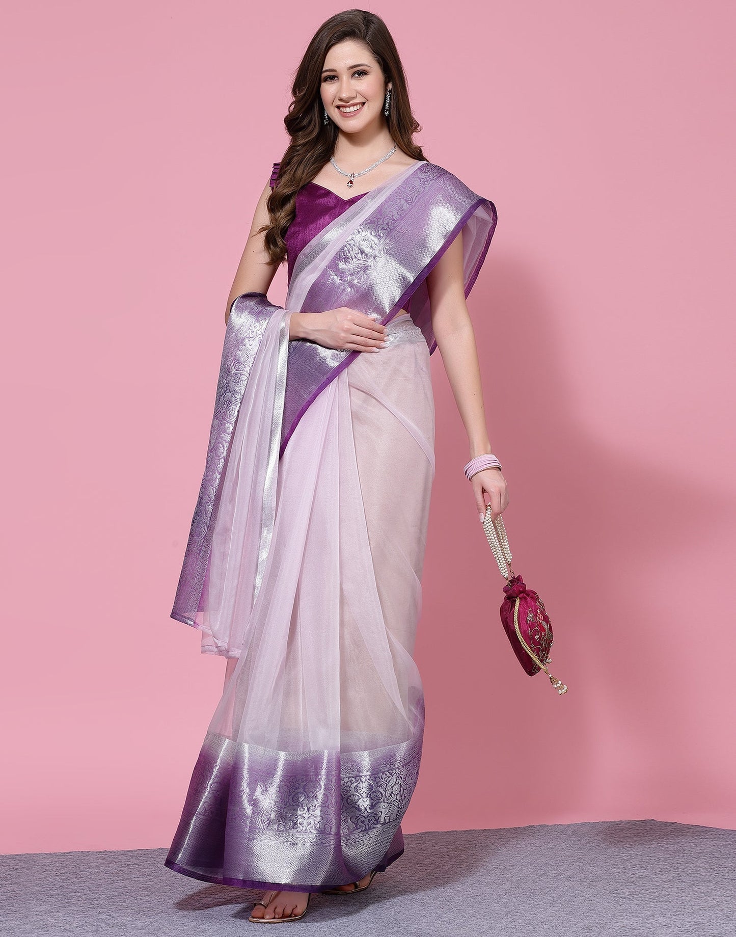 Light Purple Organza Saree | Sudathi