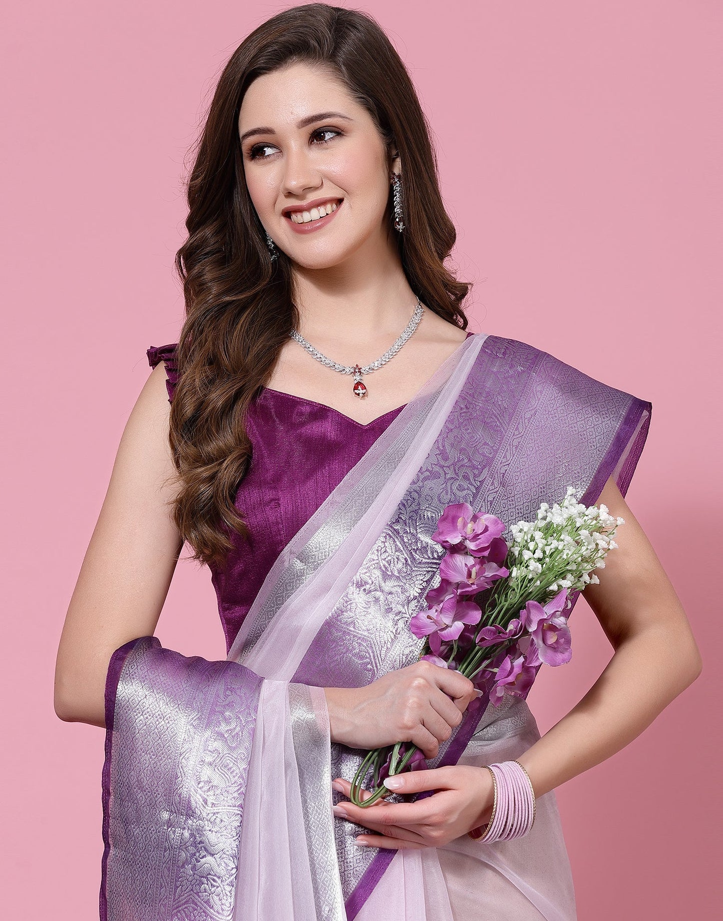 Light Purple Organza Saree | Sudathi