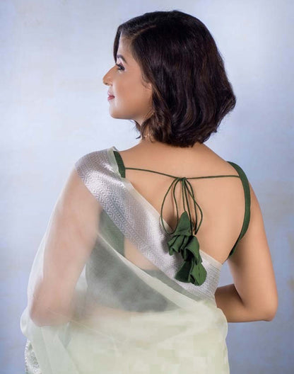Light Green Organza Plain Saree | Sudathi
