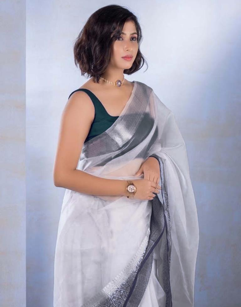 White Organza Saree | Sudathi