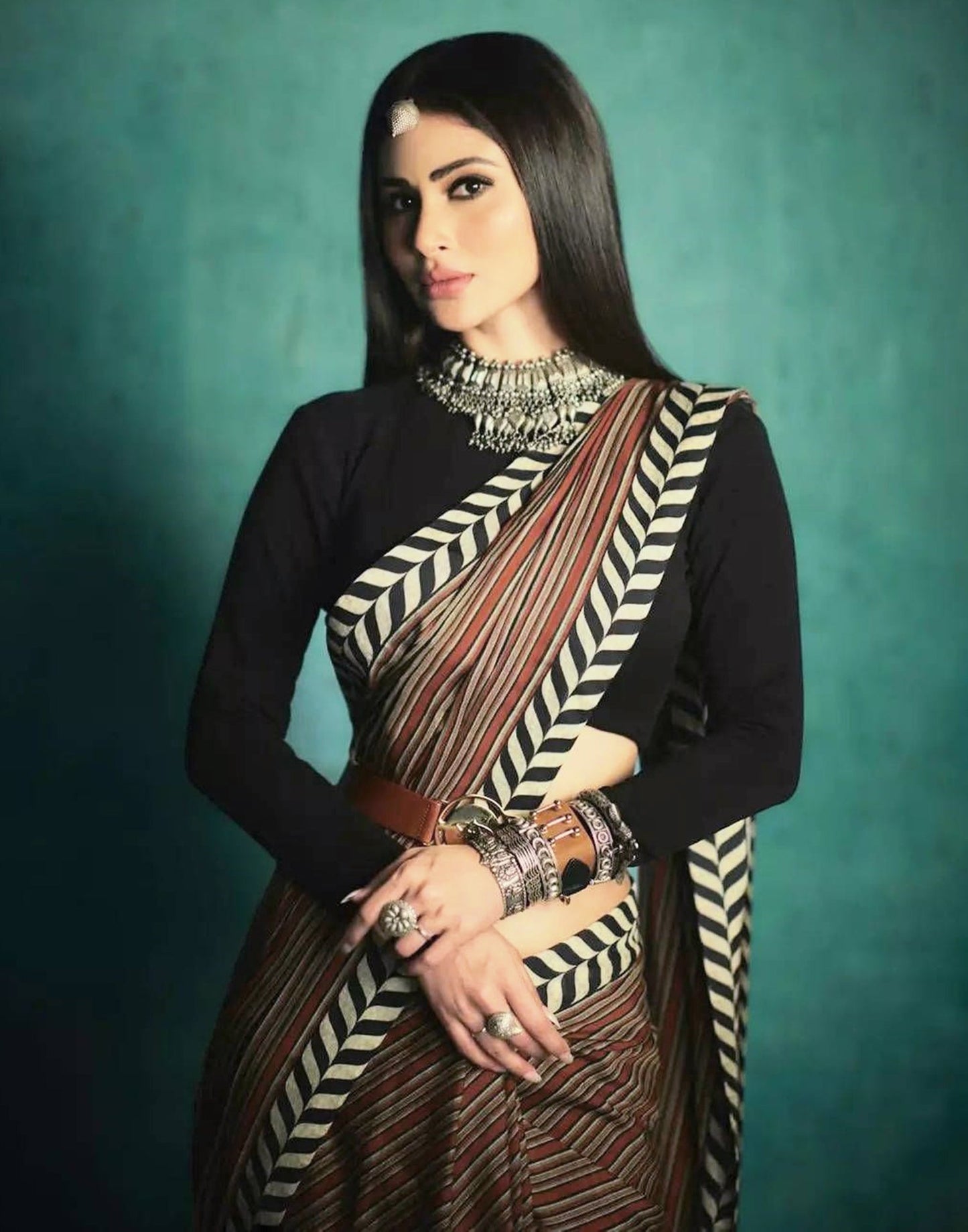 Brown Georgette Digital Printed Saree