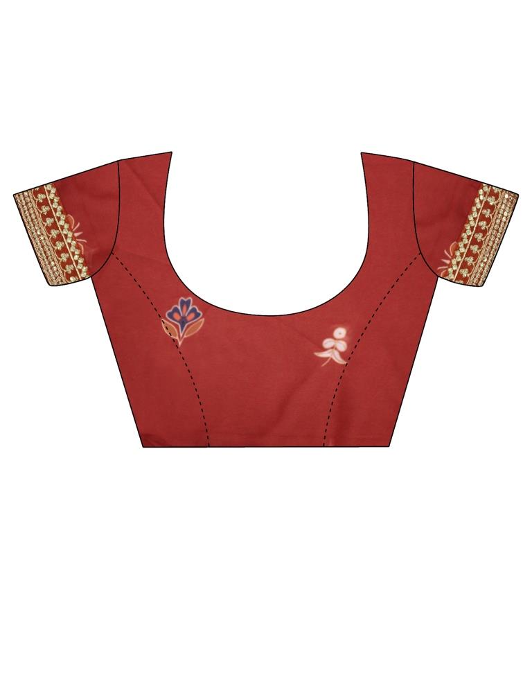 Red Georgette Printed Saree | Leemboodi