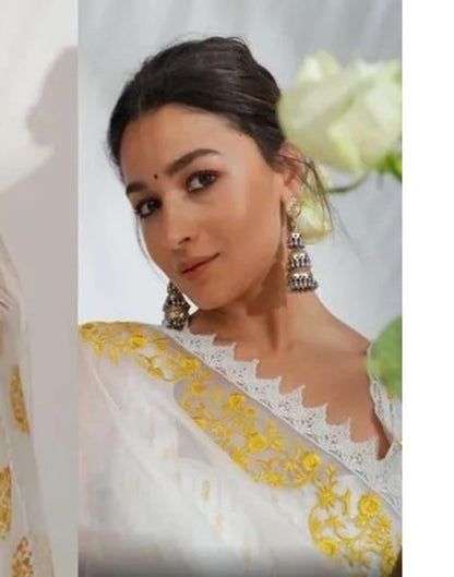 White Organza Saree | Leemboodi