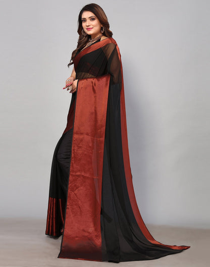 Black Chiffon Plain Saree | Sudathi