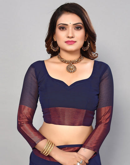 Dark Blue Chiffon Plain Saree | Sudathi