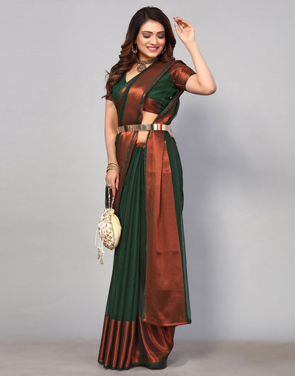 Dark Green Chiffon Plain Saree | Sudathi