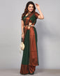 Dark Green Chiffon Plain Saree | Sudathi