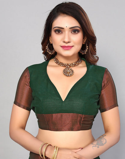 Dark Green Chiffon Plain Saree | Sudathi