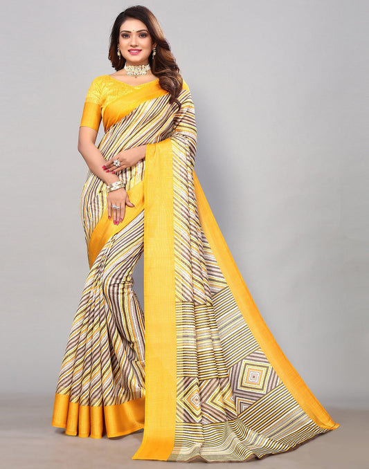 Off White Cotton Printed Saree | Leemboodi