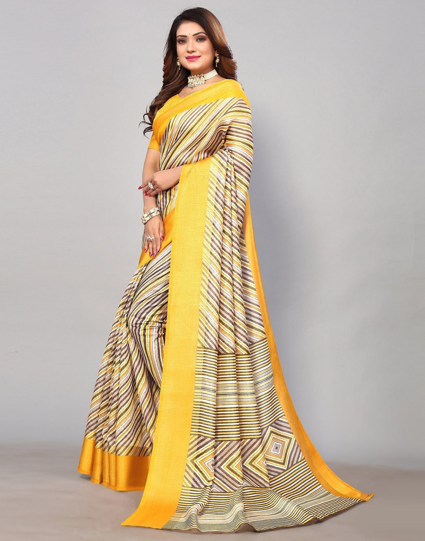 Off White Cotton Printed Saree | Leemboodi