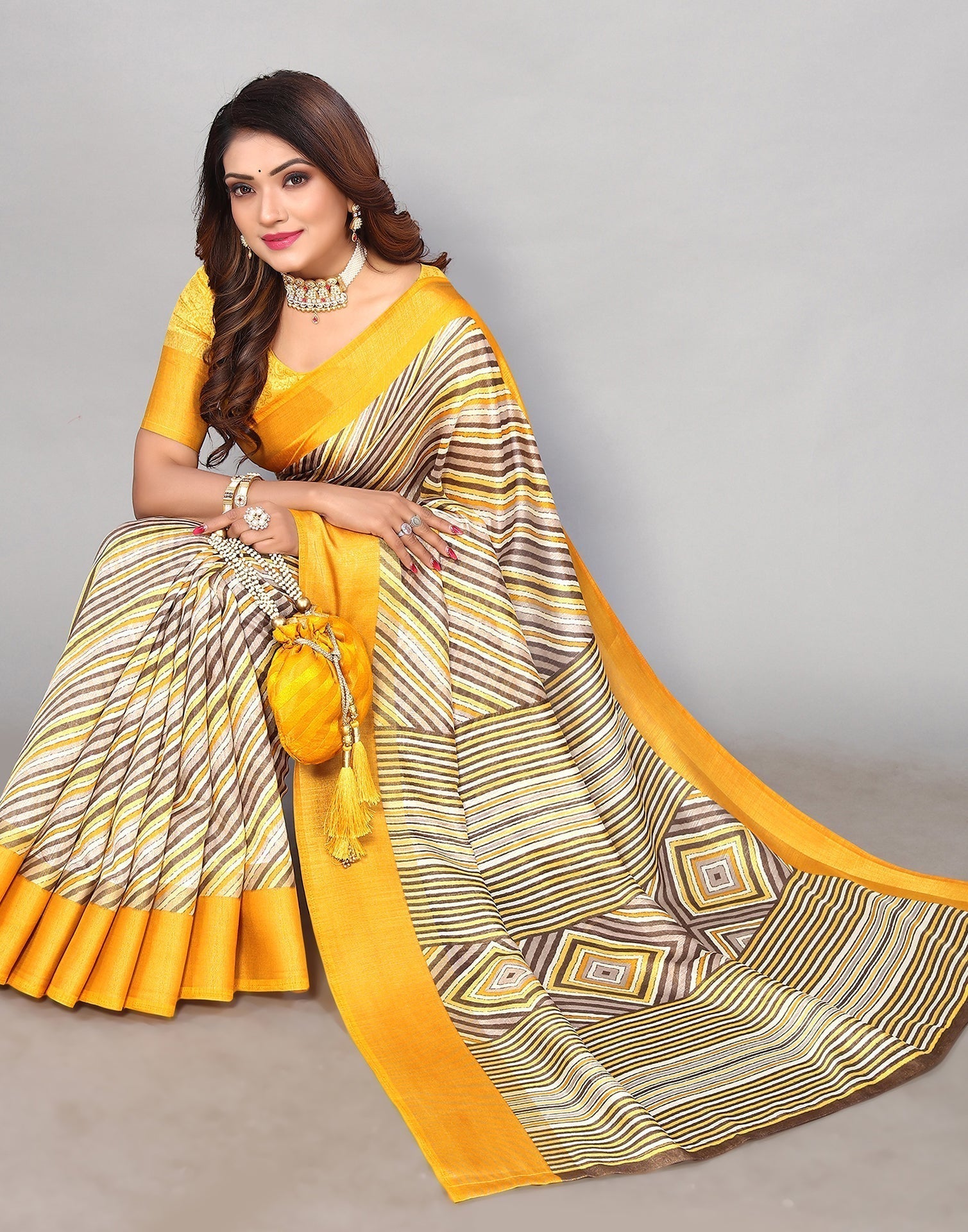 Off White Cotton Printed Saree | Leemboodi