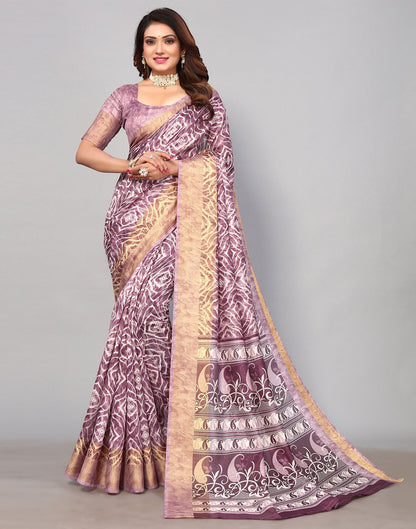 Lilac Cotton Printed Saree | Sudathi