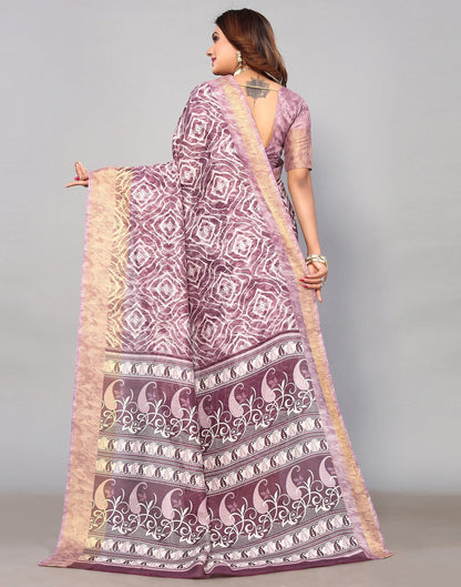 Lilac Cotton Printed Saree | Sudathi