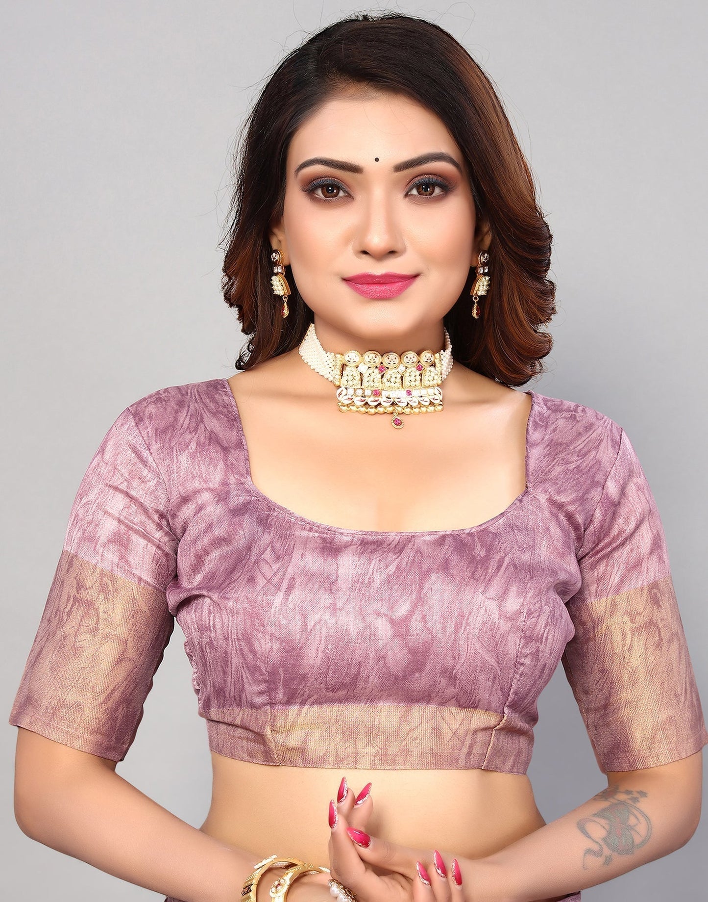 Lilac Cotton Printed Saree | Sudathi