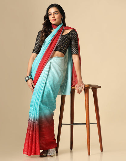 Light Blue And Maroon Georgette Jari Stripes Saree | Sudathi