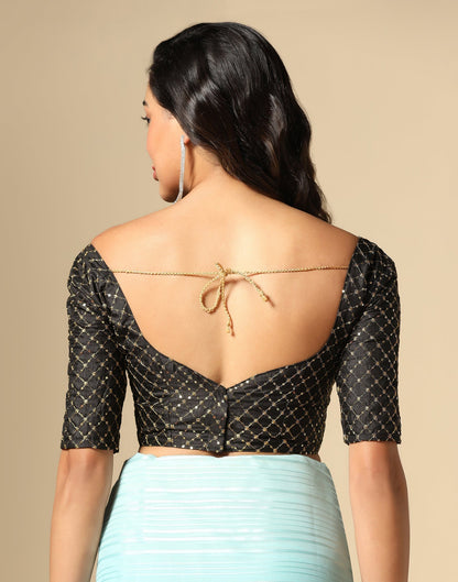 Light Blue And Maroon Georgette Jari Stripes Saree | Sudathi