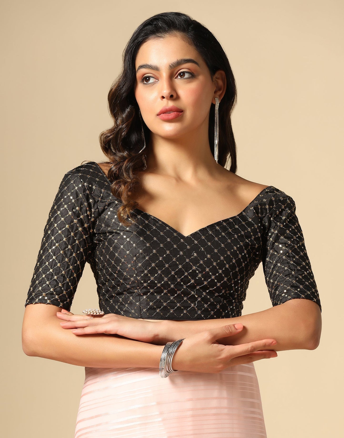 Light Pink And Blue Georgette Jari Stripes Saree | Sudathi