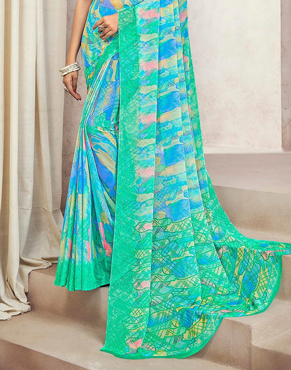 Multicoloured Chiffon Printed Saree | Leemboodi