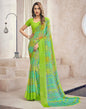 Light Green Chiffon Geometric Printed Saree | Sudathi